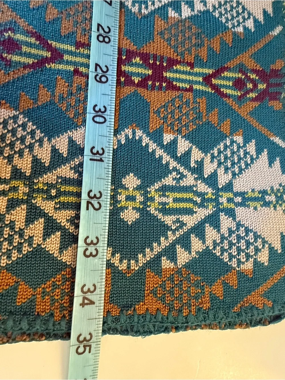Pendleton Knit Wool Scarf/Muffler Journey West in Turquiose Southwestern Pattern